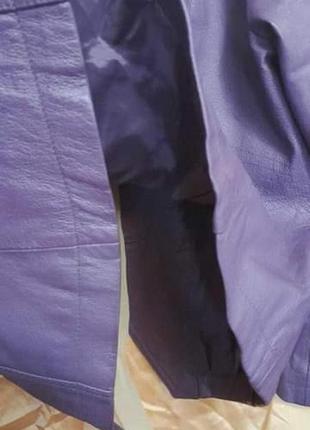 Куртка из натуральной гладкой кожи фиолетовая (сиреневый надцвет)8 фото