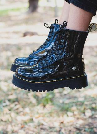 Dr. martens jadon fur с мехом лаковая кожа8 фото