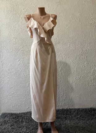 Женское платье длинное / бежевое платье халат / вечернее платье бежевое1 фото
