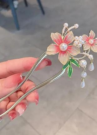 Двойная китайская палочка для волос цветы