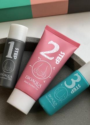 Набір для видалення чорних крапок у три етапи bioaqua remove black heads 3-step kit