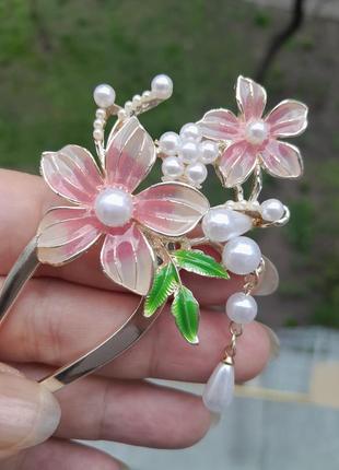 Двойная китайская палочка для волос цветы