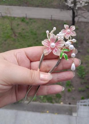 Двойная китайская палочка для волос цветы