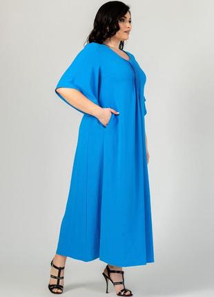 Стильное женское макси платье голубого цвета, большие размеры4 фото