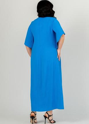 Стильное женское макси платье голубого цвета, большие размеры3 фото
