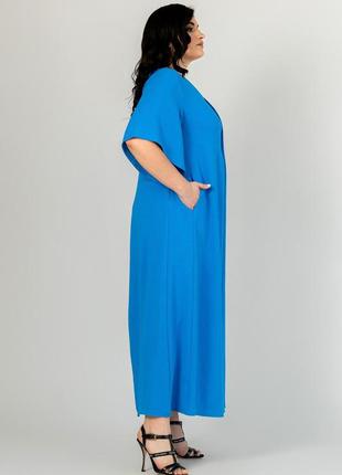 Стильное женское макси платье голубого цвета, большие размеры2 фото