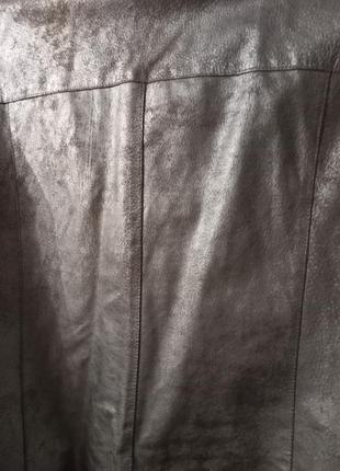 Новая шикарная кожаная куртка серебристого ампир цвета  большой размер европейский 48 наш 54-56.8 фото