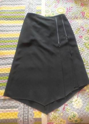 Черная ассиметричная юбка оригинального дизайна, польша1 фото