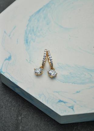 Серьги кольца фианиты 6 мм медицинская сталь позолота