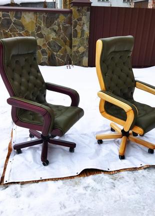 Нове шкіряне директорське крісло garne kriselechko, ручна робота,3 фото
