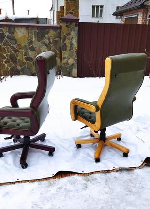 Нове шкіряне директорське крісло garne kriselechko, ручна робота,5 фото