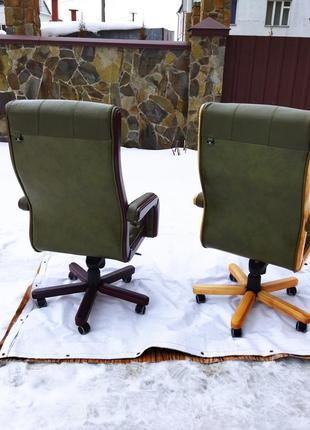 Нове шкіряне директорське крісло garne kriselechko, ручна робота,6 фото