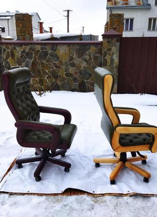 Нове шкіряне директорське крісло garne kriselechko, ручна робота,8 фото