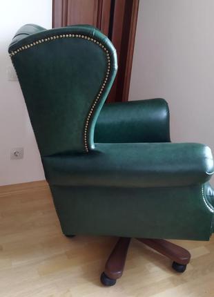 Новое кожаное кресло garne kriselechko, каретная стяжка, кабинет,3 фото