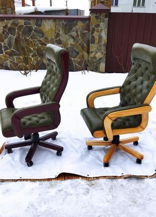 Нове шкіряне директорське крісло garne kriselechko, ручна робота,13 фото