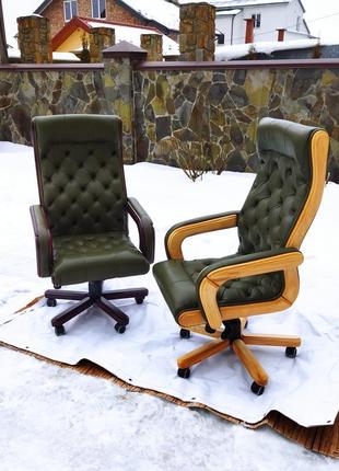 Нове шкіряне директорське крісло garne kriselechko, ручна робота,15 фото
