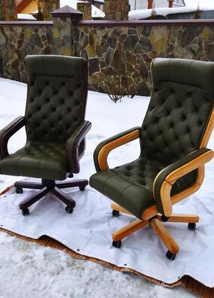 Нове шкіряне директорське крісло garne kriselechko, ручна робота,17 фото