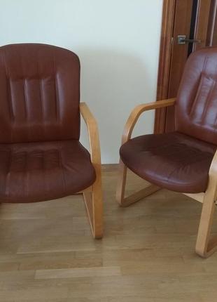 Шкіряне крісло офісне пара, комплект офісних крісел