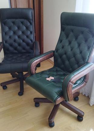 Нове крісло зі шкіри честерфілд, для деректора, новое кресло кожа