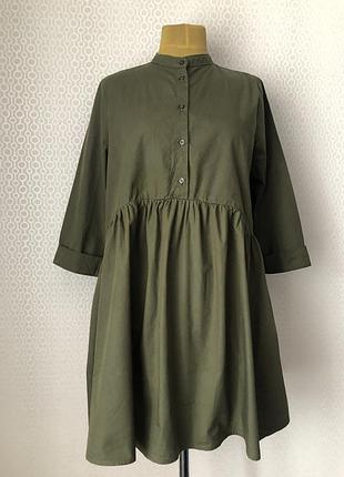 Стильное не длинное платье цвета хаки от primark, размер 16, укр 48-50-52-54