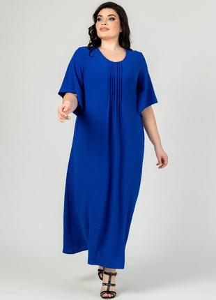 Элегантное женское макси платье синего цвета, батальные размеры4 фото