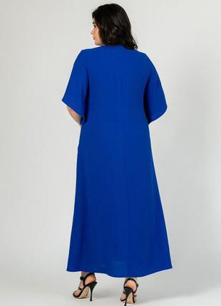 Элегантное женское макси платье синего цвета, батальные размеры2 фото