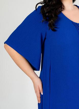 Элегантное женское макси платье синего цвета, батальные размеры5 фото