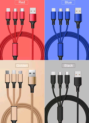 Кабель для зарядки 3в1 (type-c, usb, micro usb)