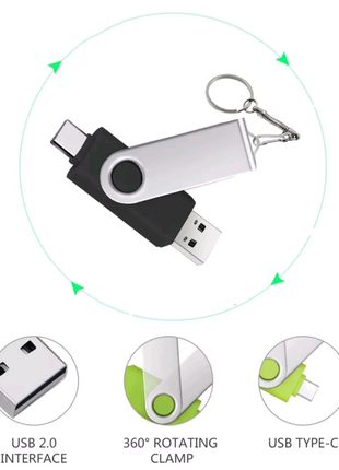Флешка 2х стороння, usb/type-c, об'єм 64гб2 фото