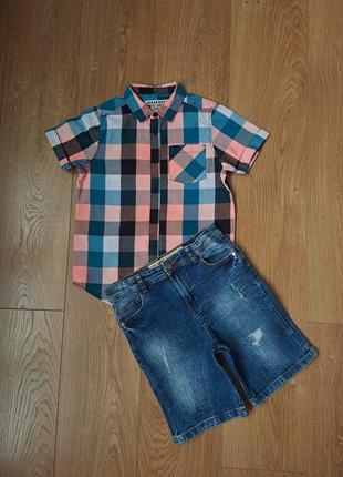 Летний набор для мальчика/джинсовые шорты для мальчика/рубашка с коротким рукавом для мальчика2 фото