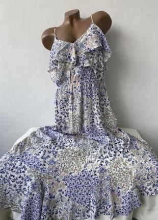 Сукня натуральна сарафан з віскози  у квіти у квітковий принт платье летнее ярусное в цветочный принт с вискозы f&f7 фото