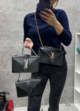 Женская качественная сумка, стильный клатч из эко кожи черный золото9 фото