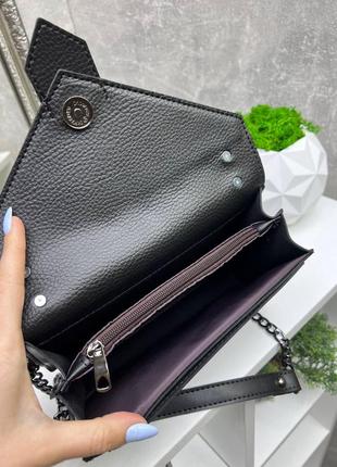 Женская качественная сумка, стильный клатч из эко кожи черный золото6 фото