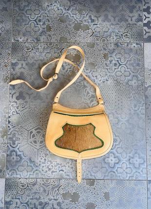Крутая винтажная сумка в стиле техаса/boho стиль натуральная кожа ручная рообота