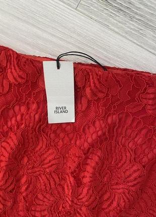 Красная кружевная юбка миди river island