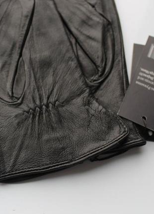 Женские кожаные перчатки "stripes" подкладка шерстяная вязка black4 фото