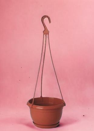 Горщик підвісний мальта ⌀ 19 см, теракот з підставкою