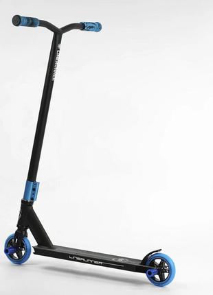 Самокат трюковый 50х10х82 см best scooter черно-голубой (2000002314769)3 фото