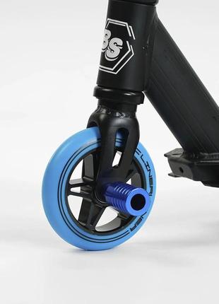 Самокат трюковый 50х10х82 см best scooter черно-голубой (2000002314769)6 фото