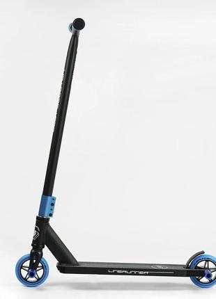 Самокат трюковый 50х10х82 см best scooter черно-голубой (2000002314769)4 фото