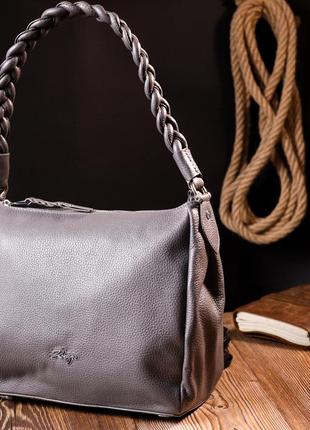 Необычная женская сумка karya 20864 кожаная серый8 фото