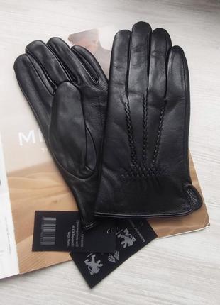 Мужские кожаные перчатки румыния, подкладка махра,4 фото