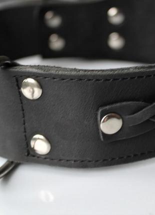 Кожаный ошейник для собак "lockdog" с плетением черный8 фото