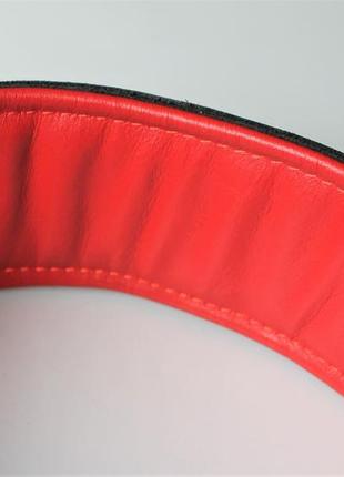 Кожаный ошейник для собак "lockdog" с заклепками черно-красный8 фото