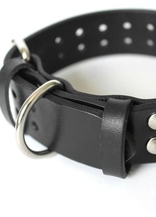 Шкіряний нашийник для собак "lockdog" ширина 3 см чорний3 фото