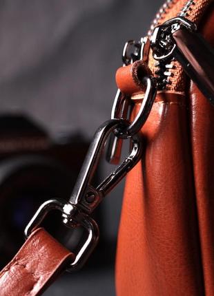 Глянцевая женская сумка на каждый день из натуральной кожи vintage 22419 коричневый9 фото