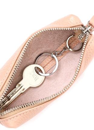 Красивая женская кожаная ключница grande pelle 11638 розовый4 фото