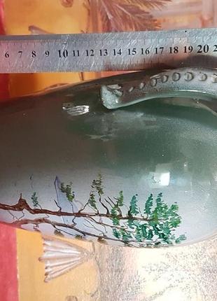 Ваза керамічна з ручками, ручний розпис. красива. висота 23