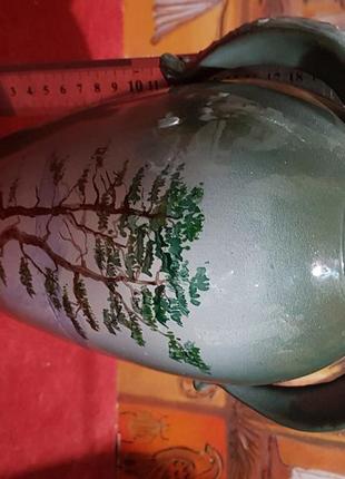 Ваза керамічна з ручками, ручний розпис. красива. висота 23