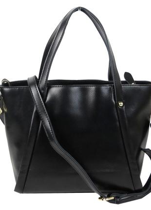 Шкіряна жіноча сумка fashion instinct чорна2 фото